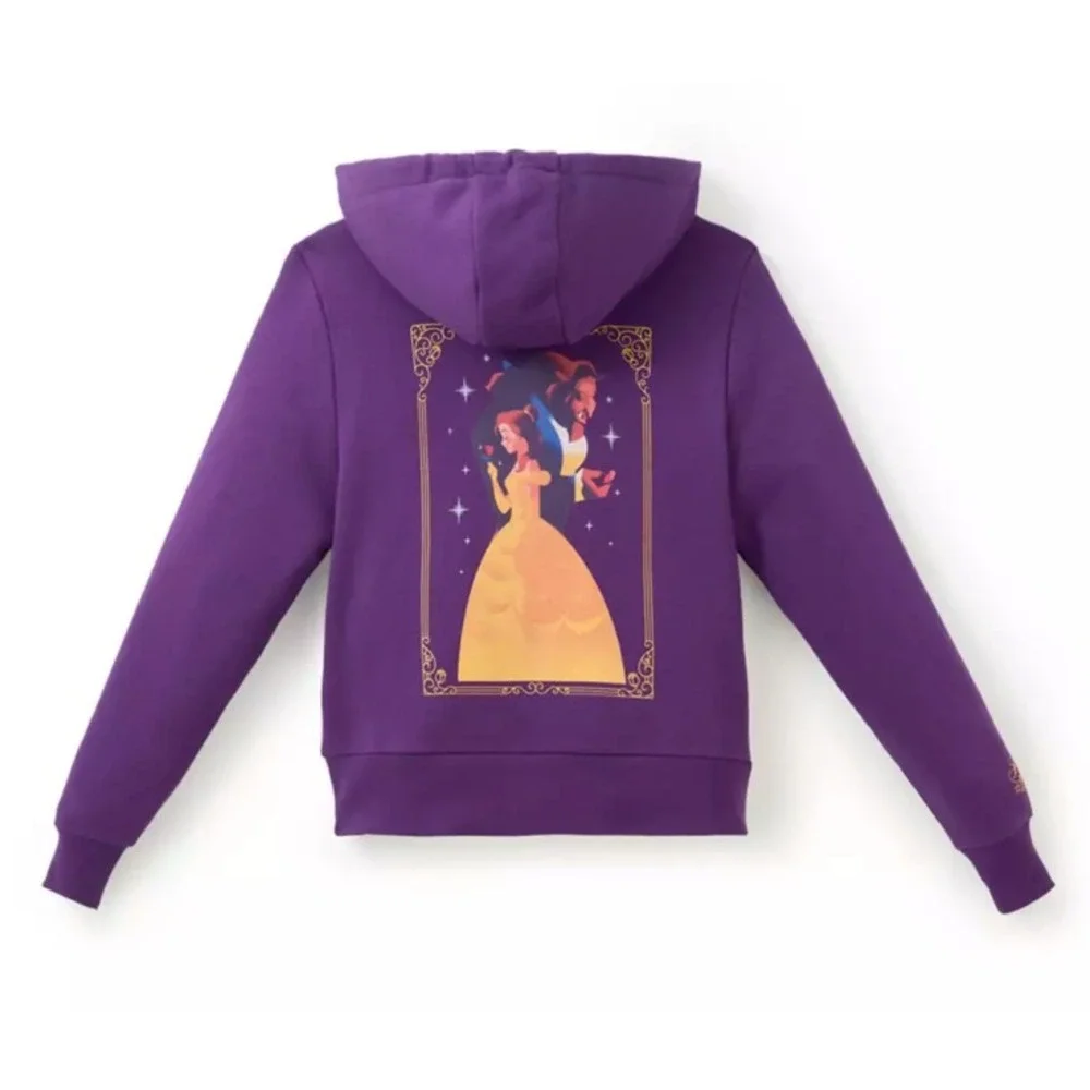 2026 Disney D23 XL Belle Beauty & The Beast Jacket Hoodie Zip Adult Purple NWT